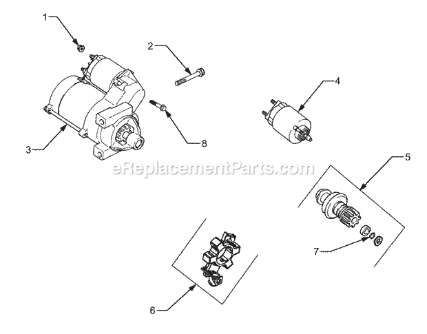 Electric Start Diagram and Parts List for GT2523-54 13A-2A8K710 Cub Cadet Lawn Tractor